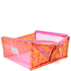The Flat Lay Co. Open Flat Makeup Jelly Box Bag - Pink Dribbles On Orange -Anastasia Beverly Hills Sales 13834086 3084964326686657