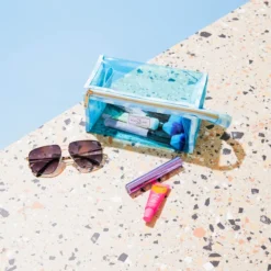 The Flat Lay Co. Open Flat Makeup Jelly Box Bag - Blue Drips -Anastasia Beverly Hills Sales 13834088 8294964328848781